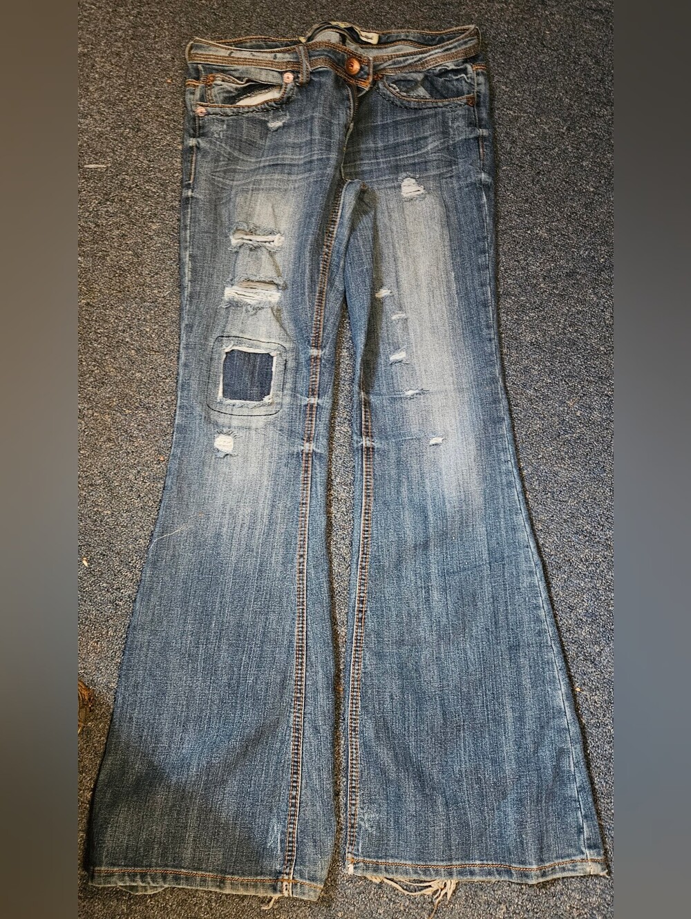 Dollhouse Distressed Blue Flare Jeans